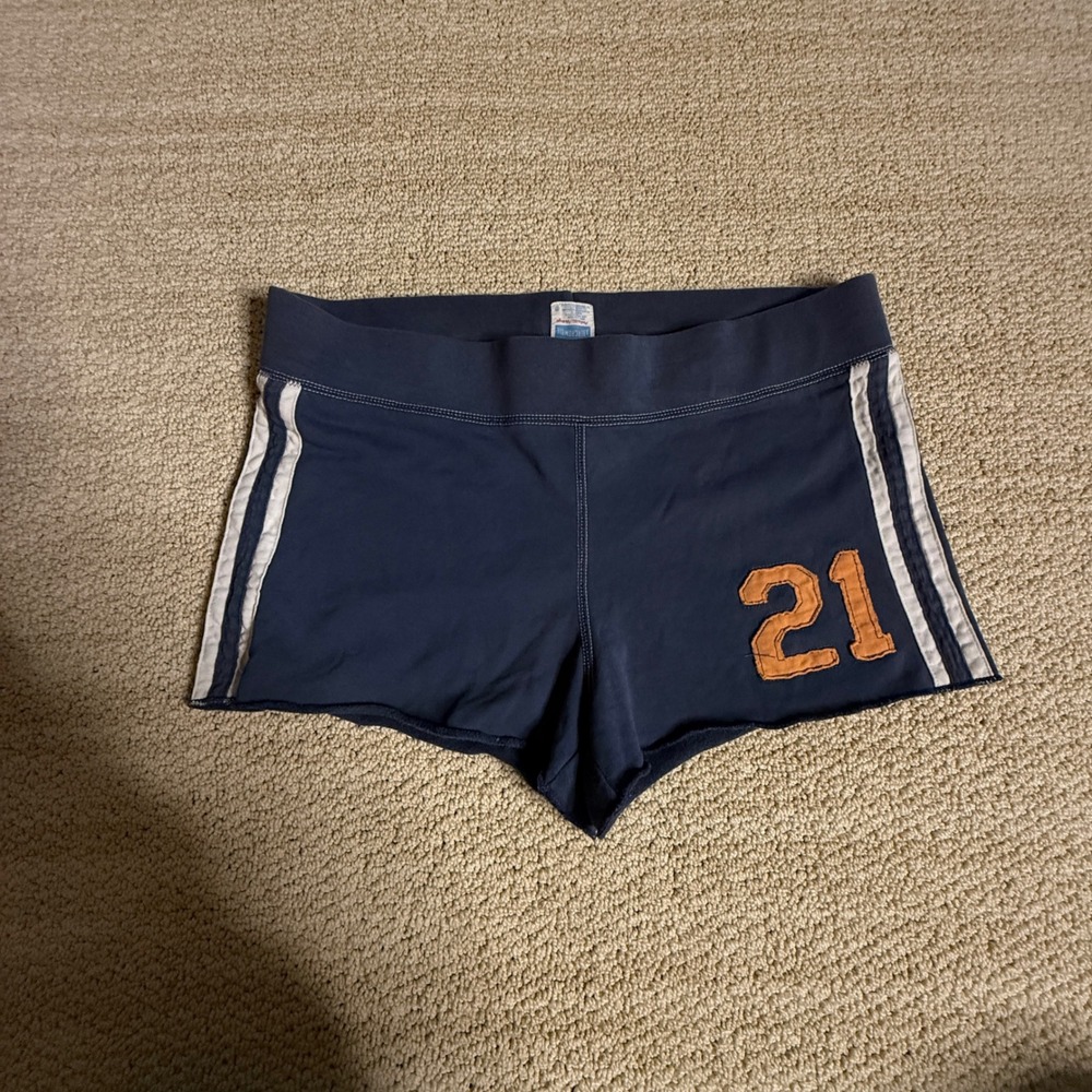90s Abercrombie Vintage Navy Blue Track Athletic Striped Shorts Y2K Women S/M